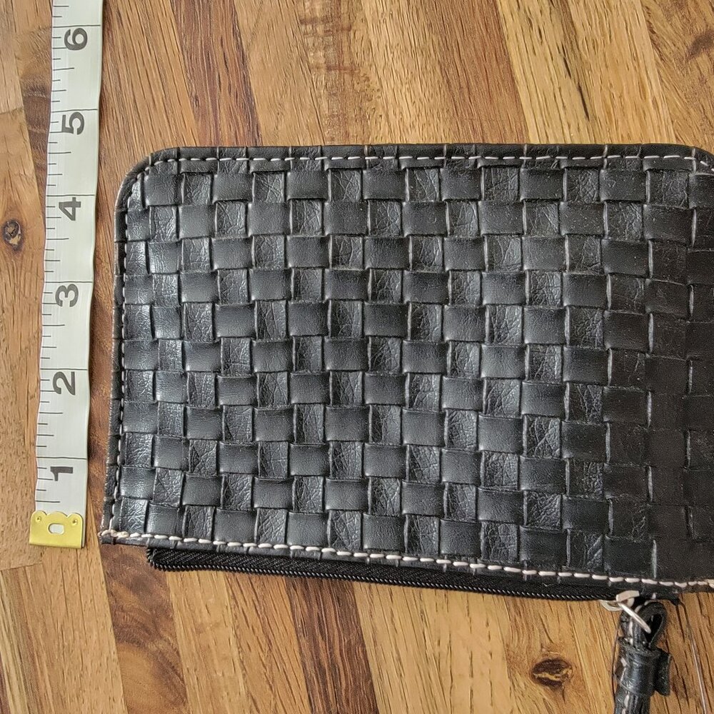 Wilson's Leather Black Woven Style Wristlet/Coin Wallet Cashwrap - Picture 4 of 8
